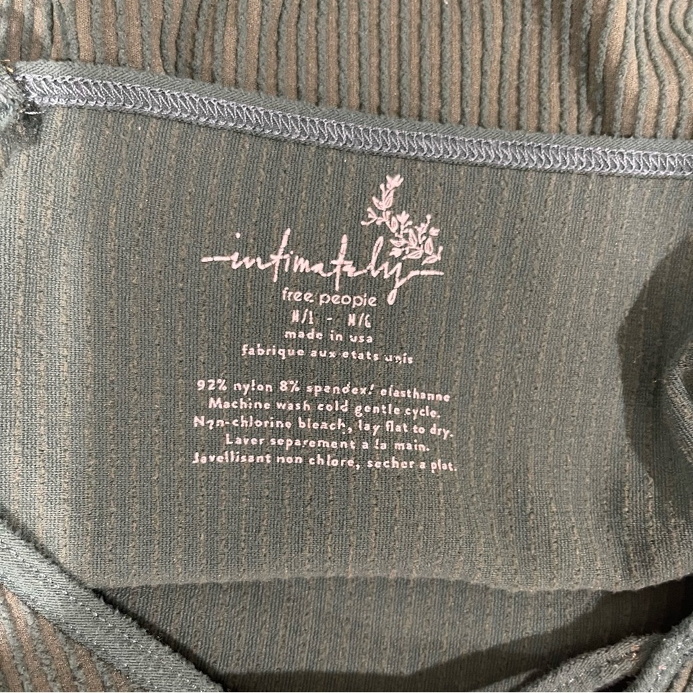 Free People Intimately Green Ribbed Lace Up V Camisole Size M/L - Picture 7 of 7
